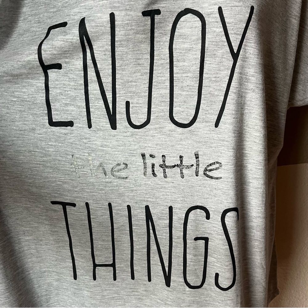 NWT Style & Co Women’s Plus 1X Enjoy the Little Things Graphic Text Shirt Tee - Picture 2 of 5